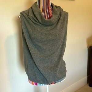 Gray Cashmere Sleeveless Cowl Neck Top